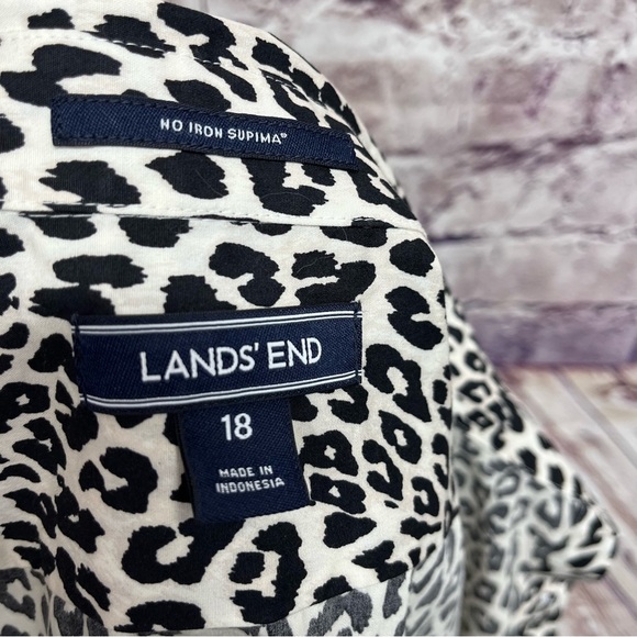 Lands End Leopard Print Button Front Long Sleeve Shirt - Picture 8 of 9